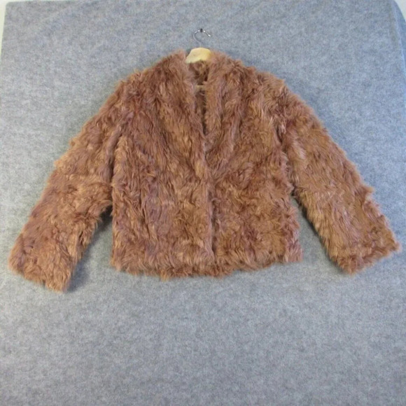 Vince Womens Plush Faux Fur Jacket Blazer S Pink Brown Blazer Coat Oversized 778 - Picture 1 of 14